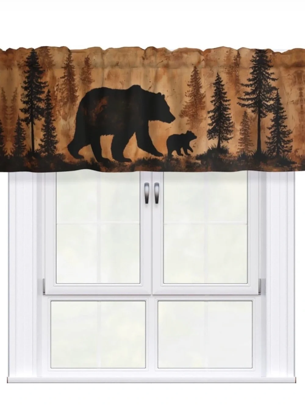 Forest Bear Cabin Short Rod Pocket Valance (1 Panel) 54”W x 18” L